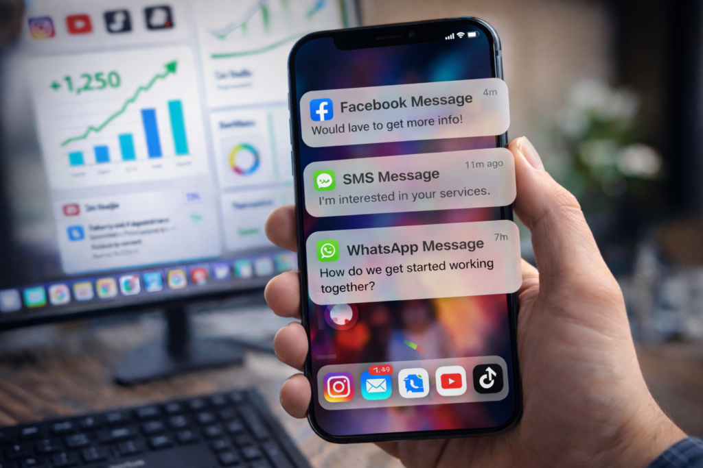 mensajes entrantes en un smartphone